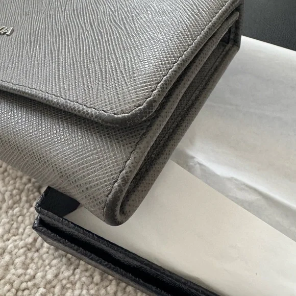 Prada Saffiano Leather Gray Wallet - Picture 2 of 16